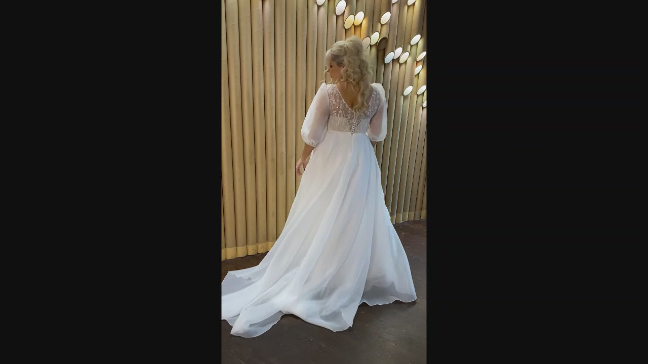 Meda A-line Jewel Cappuccino Milk Wedding dress video