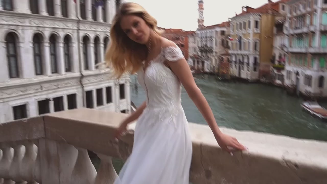 Deni A-line Illusion Ivory Wedding dress video