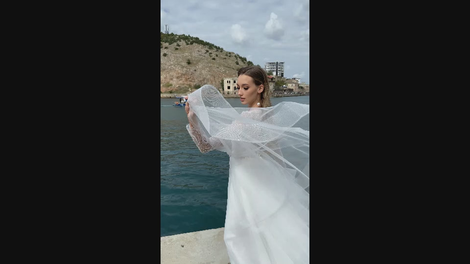 Doina A-line Illusion Milk Cappuccino Wedding dress video