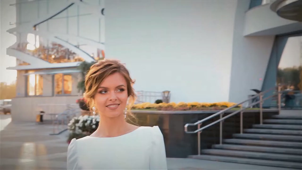 Agnetta A-line Boat/Bateau Lightivory Wedding dress video