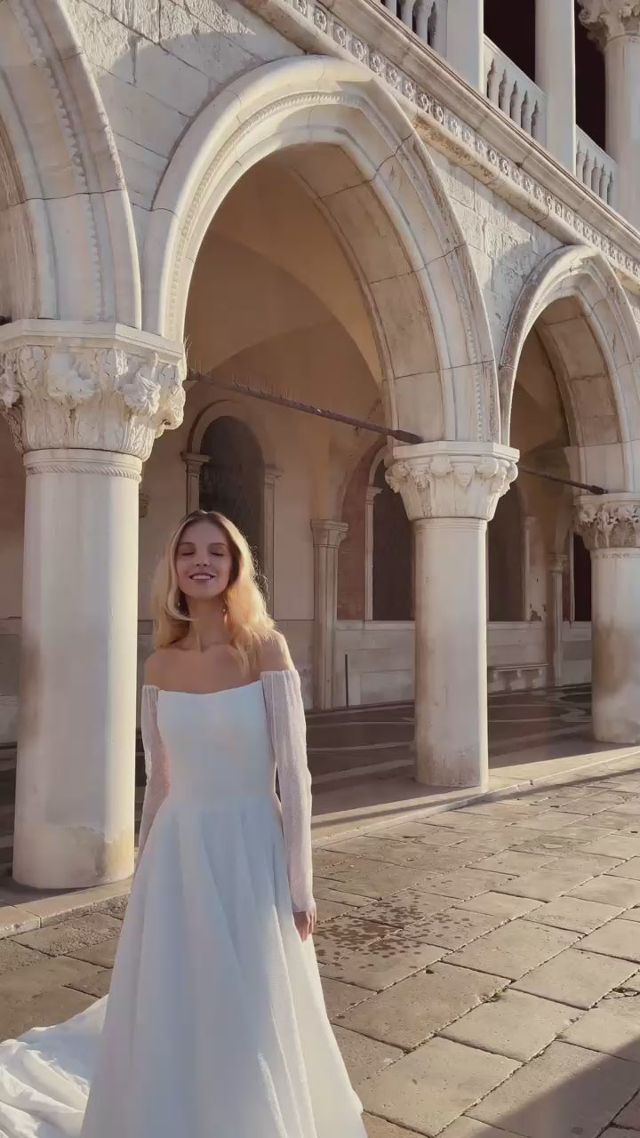 Cara A-line Illusion Ivory Wedding dress video