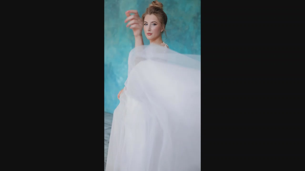 Ariela A-line Illusion Sand Wedding dress
