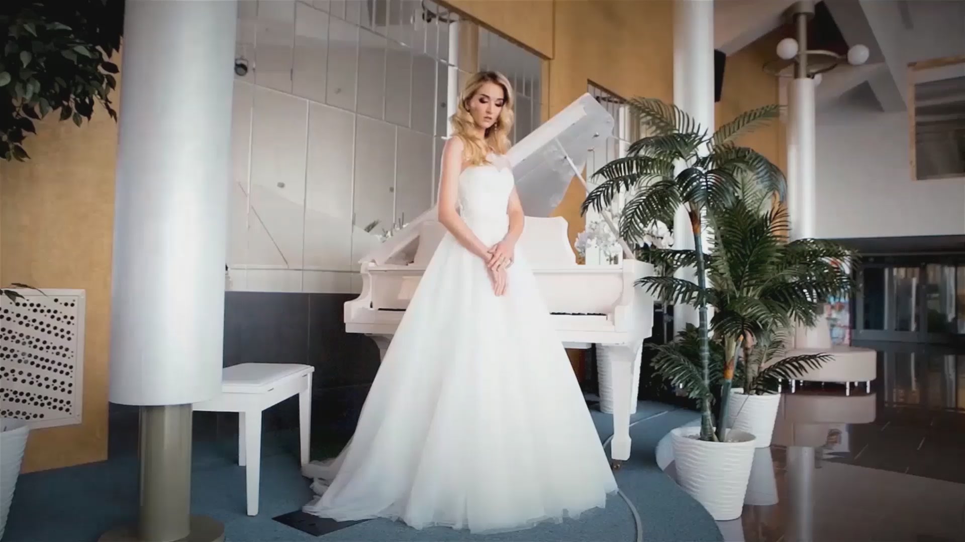 Fancy A-line Jewel Lightivory Wedding dress video