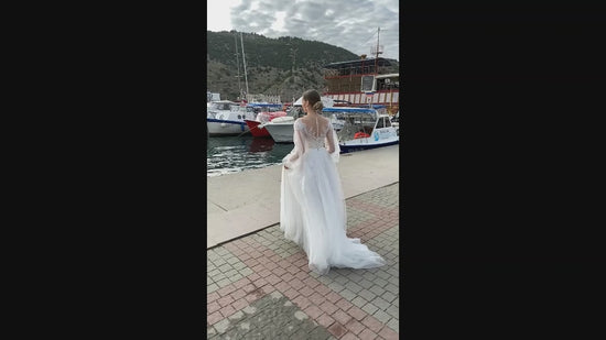 Ralica A-line Illusion Milk Wedding dress