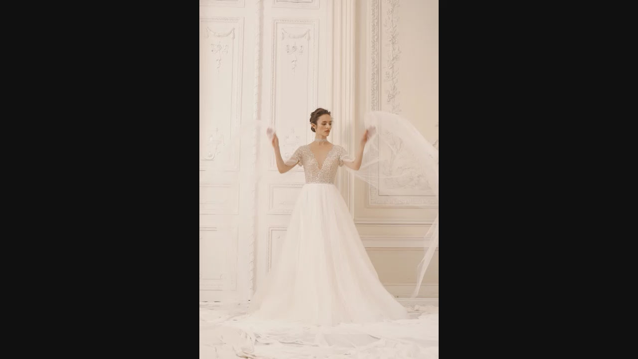 Krystal A-line Illusion Ivory Wedding dress video