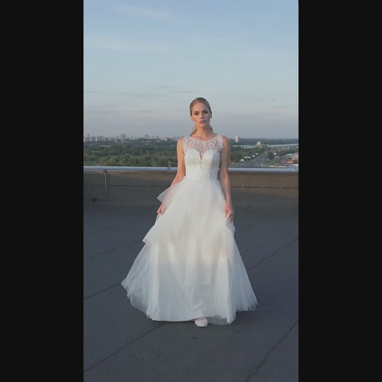 Reign A-line Jewel Ivory Wedding dress