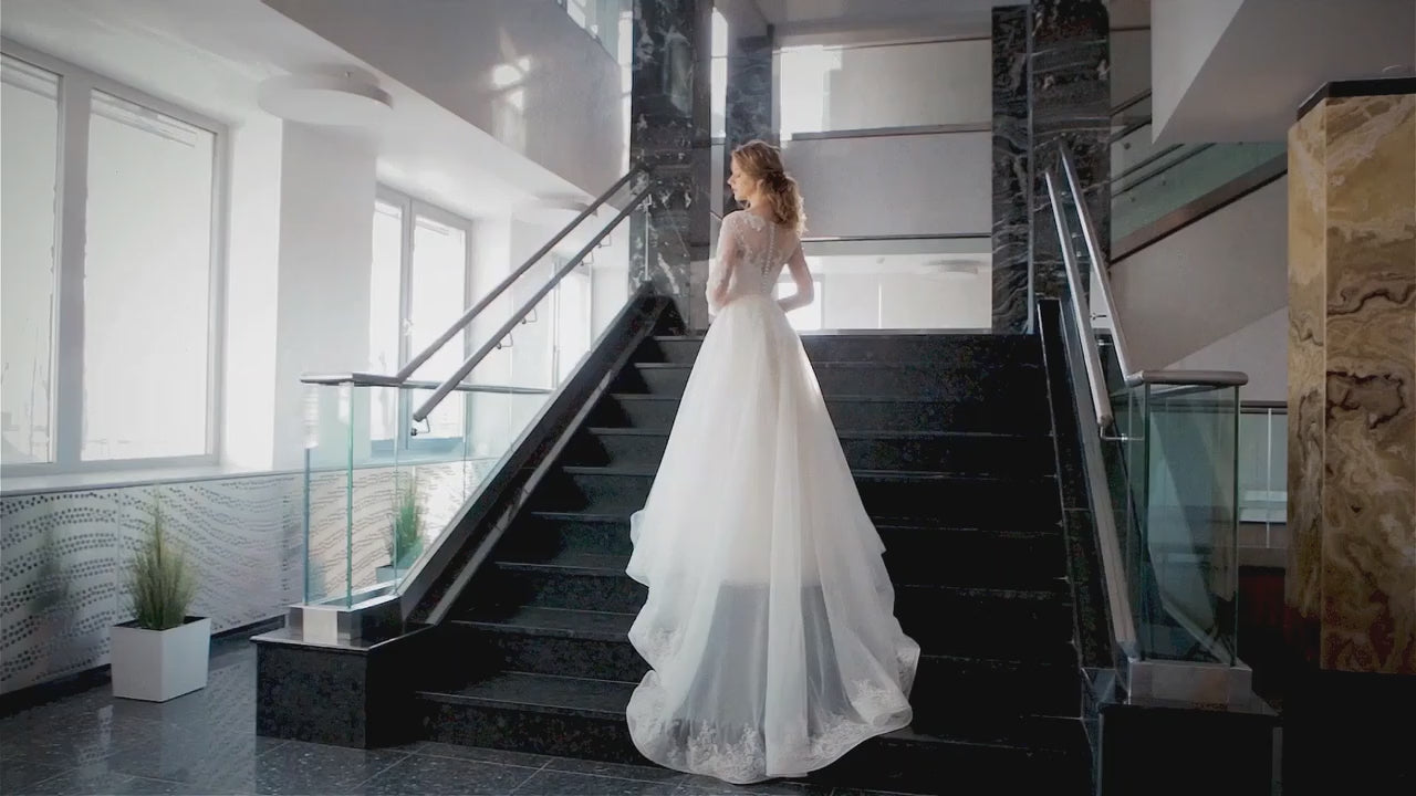 Tiana A-line Scoop LightMilk Wedding dress video