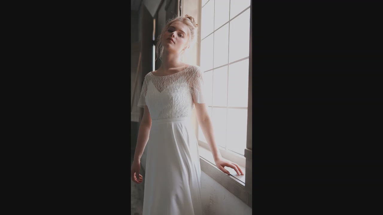 Erelima A-line Boat/Bateau Milk Wedding dress video