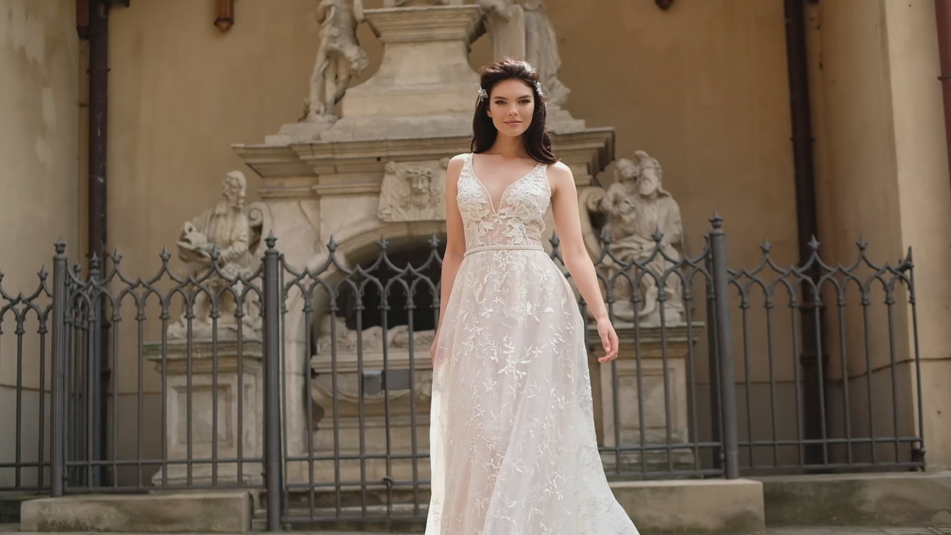 Mariotta A-line V-neck Milk Peach Wedding dress video