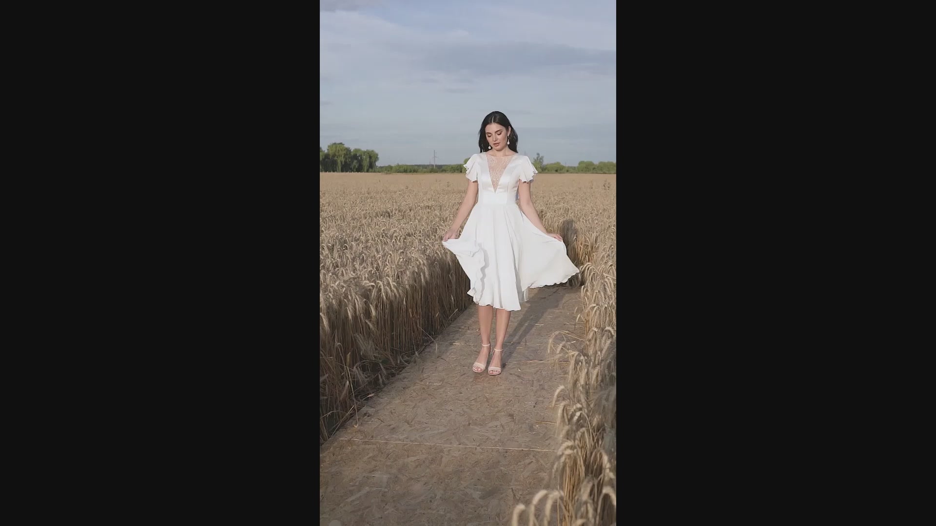 Edith A-line Jewel Ivory Wedding dress video