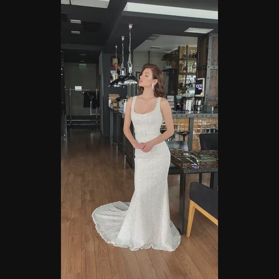 Garissa Trumpet/Mermaid Scoop Milk Cappuccino Wedding dress