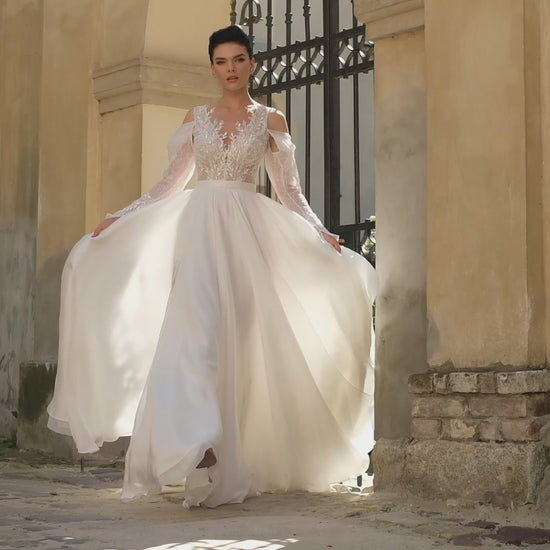 Uliana A-line Illusion Milk Wedding dress