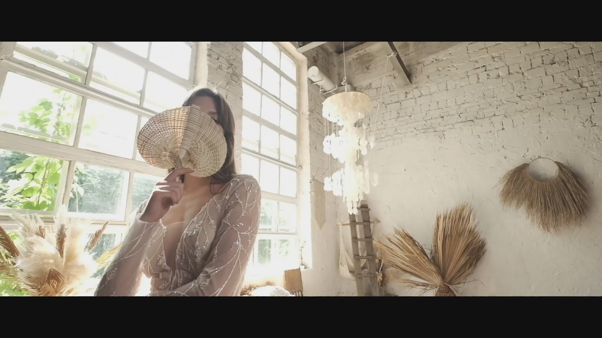Jakina A-line Deep V-neck Milk Dustyrose Wedding dress video