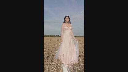Aloria A-line V-neck PowderPink Wedding dress