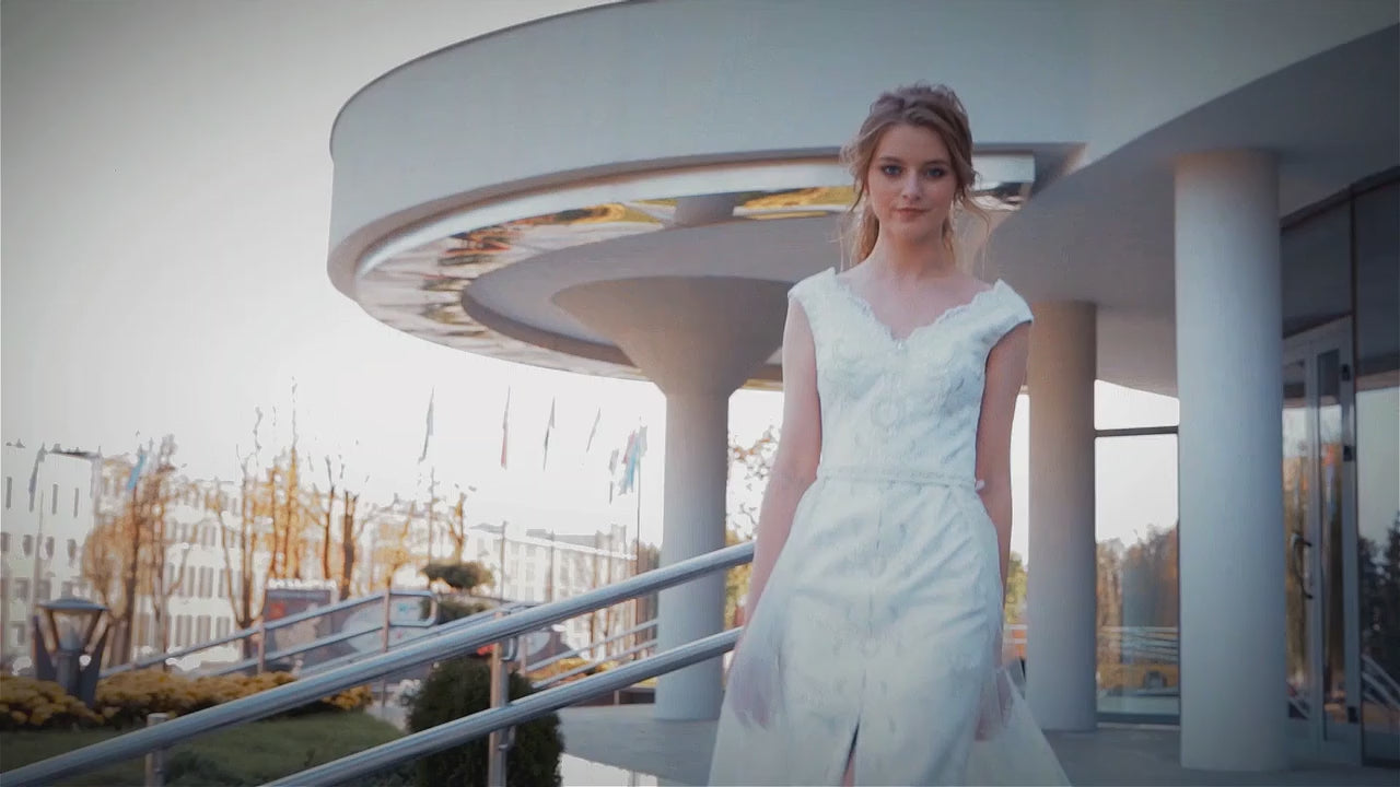 Jemima A-line V-neck Lightivory Wedding dress video