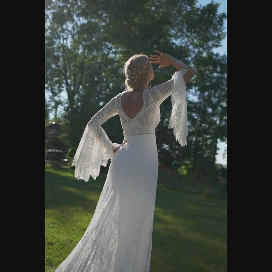 Jeneffer A-line V-neck Ivory Wedding dress