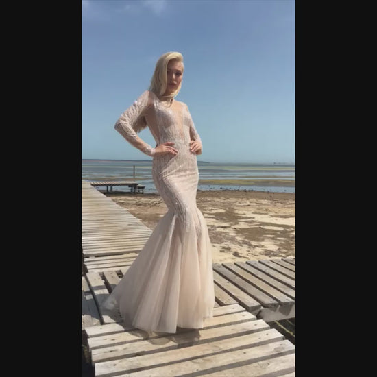 Cheryl Trumpet/Mermaid Scoop Caramel Wedding dress