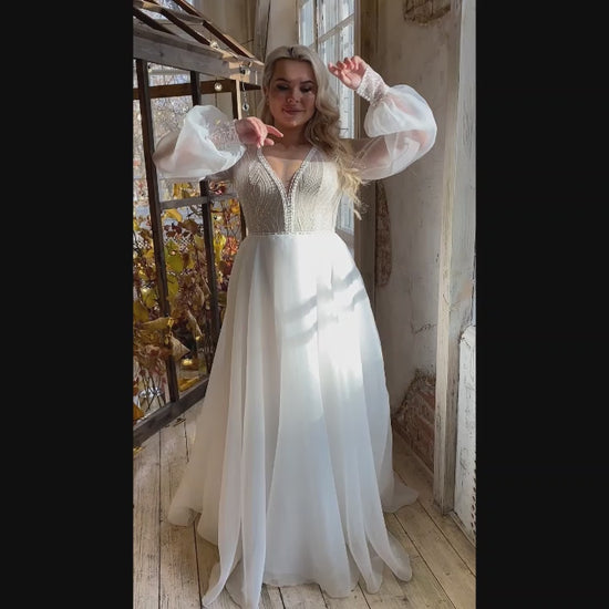 Ranya A-line Illusion Milk Wedding dress