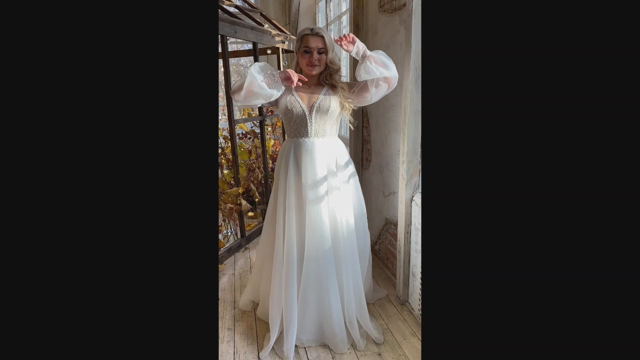 Ranya A-line Illusion Milk Wedding dress video