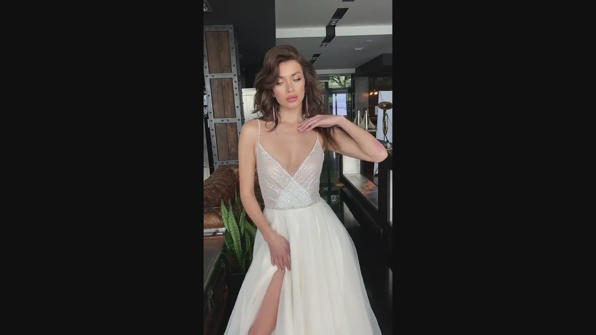Kendalia A-line V-neck Milk Nude Wedding dress video