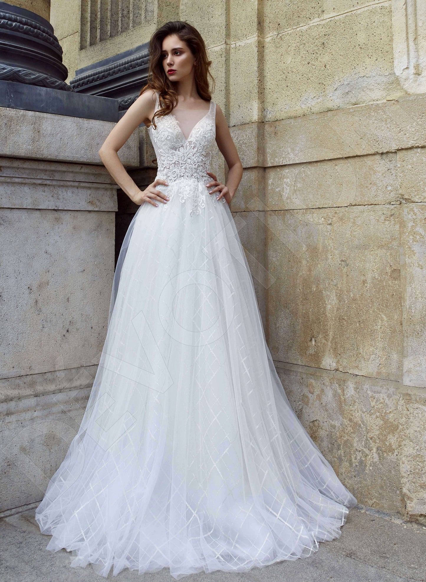 Zannya Open back A-line Sleeveless Wedding Dress Front