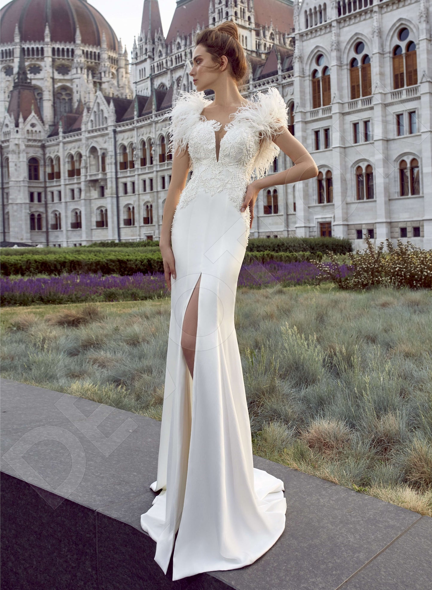 Nilana Illusion back Trumpet/Mermaid Sleeveless Wedding Dress Front