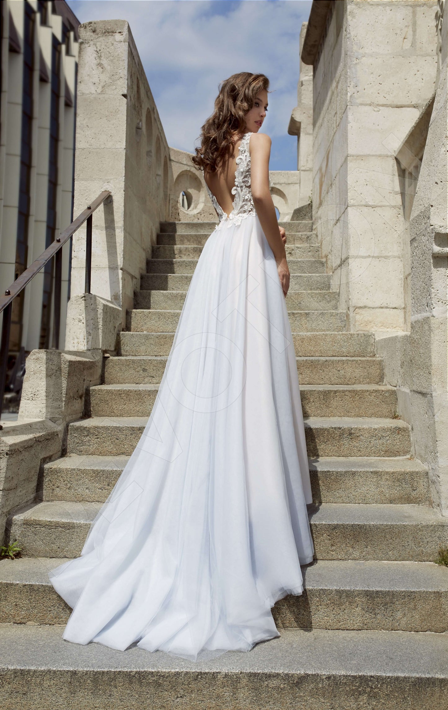 Lorimille Open back A-line Sleeveless Wedding Dress Back