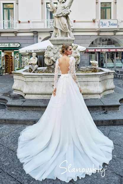 Venla Open back A-line Long sleeve Wedding Dress Back