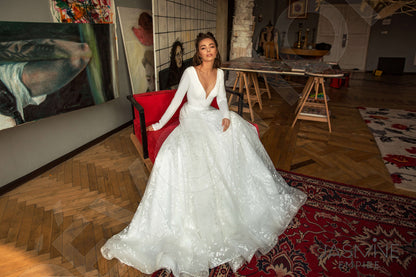 Bonna Open back A-line Long sleeve Wedding Dress 7