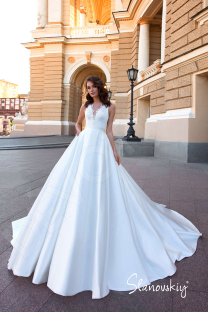 Estemiria Illusion back A-line Sleeveless Wedding Dress 8