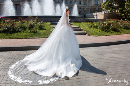Manuela Full back Princess/Ball Gown Short/ Cap sleeve Wedding Dress 7