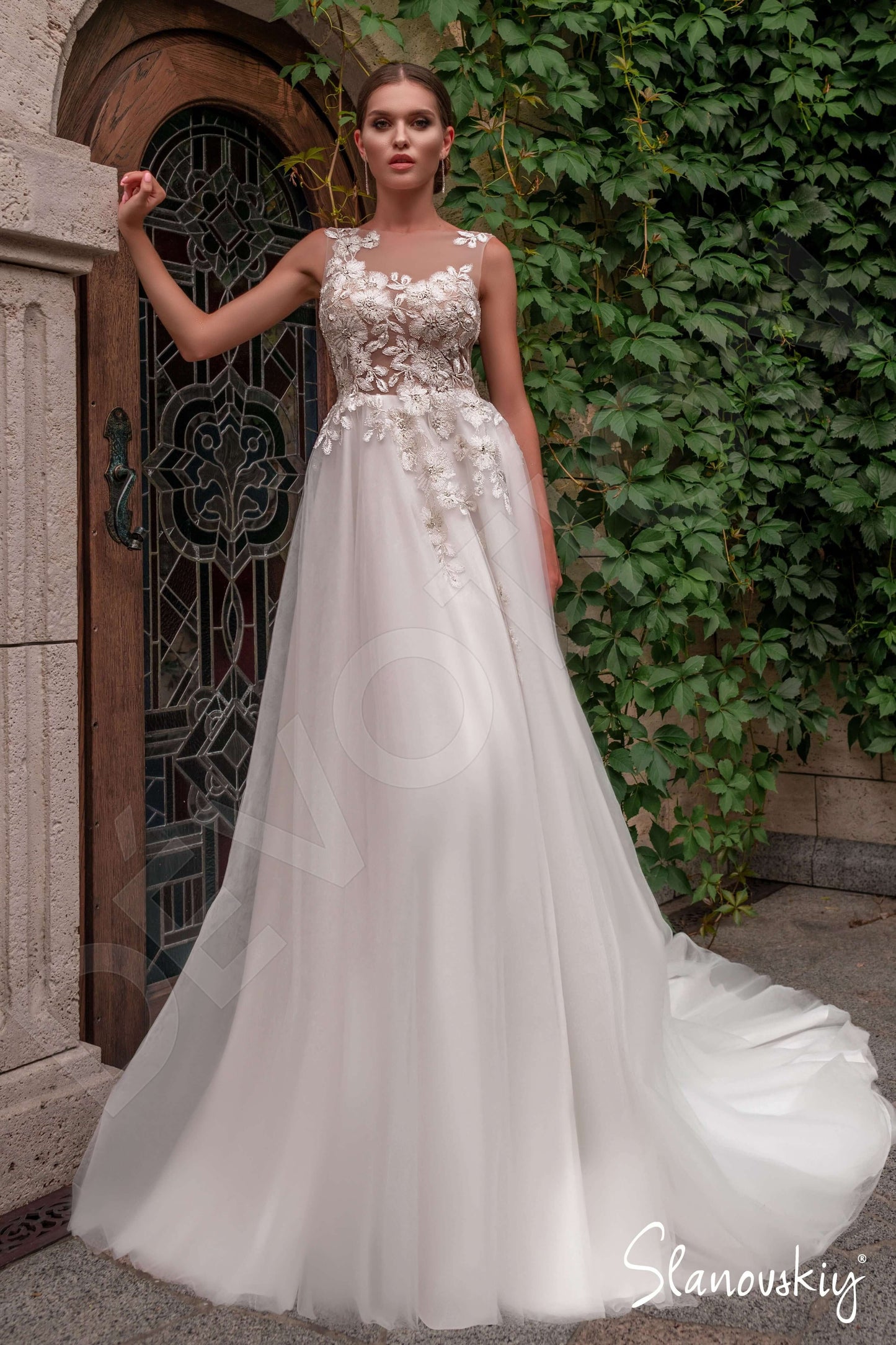 Abilene Full back A-line Sleeveless Wedding Dress Front