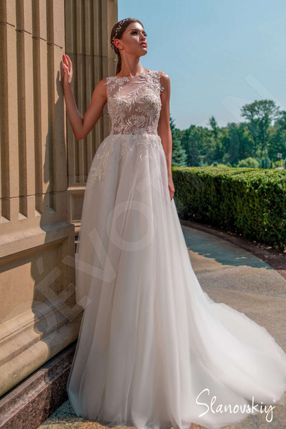 Abina Open back A-line Sleeveless Wedding Dress Front