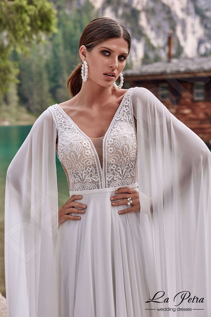 Lunara Open back A-line Long sleeve Wedding Dress 2