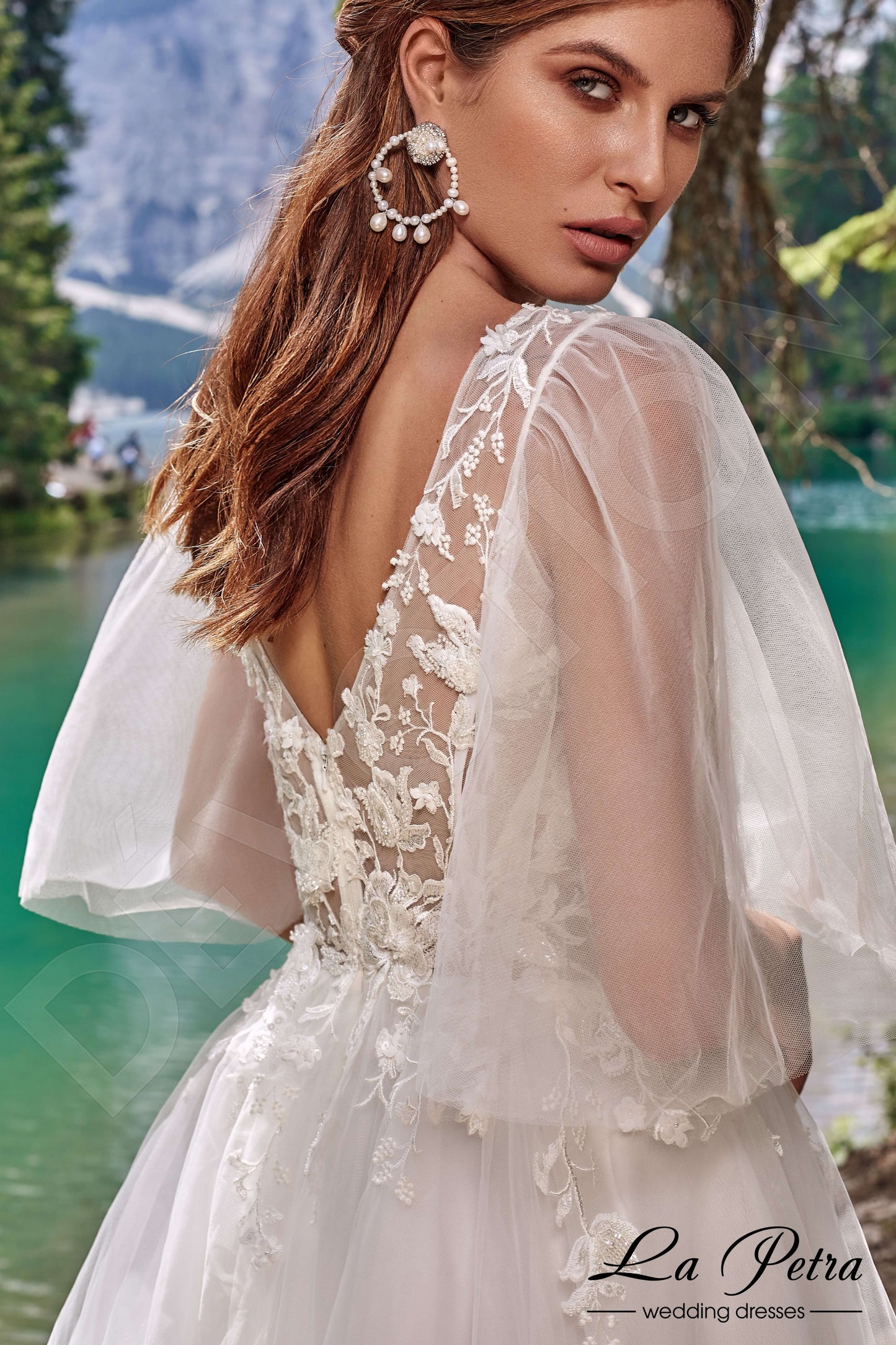 Amilia Open back A-line Half sleeve Wedding Dress 3
