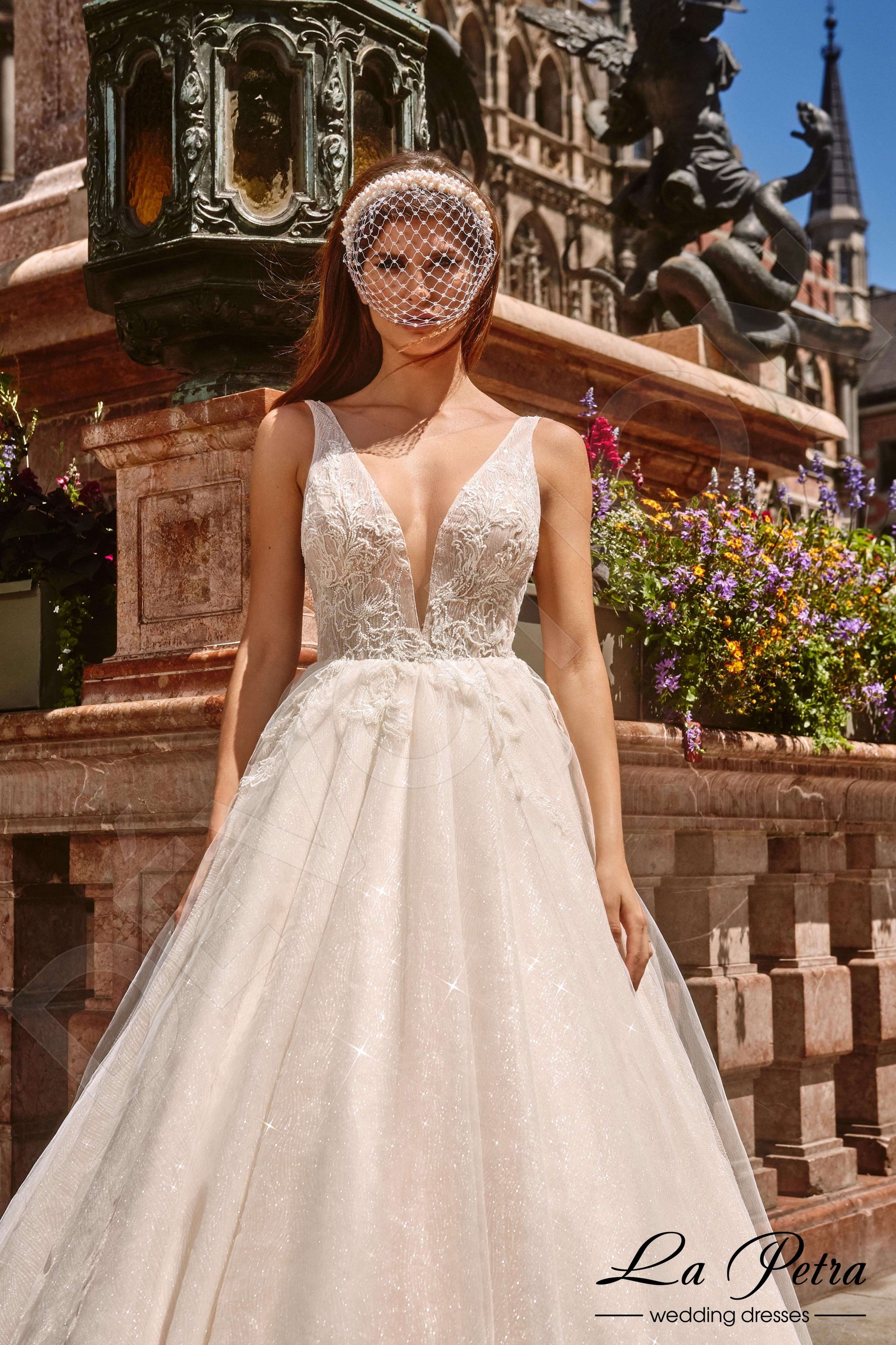Irena A-line Illusion Cream Milk Wedding dress