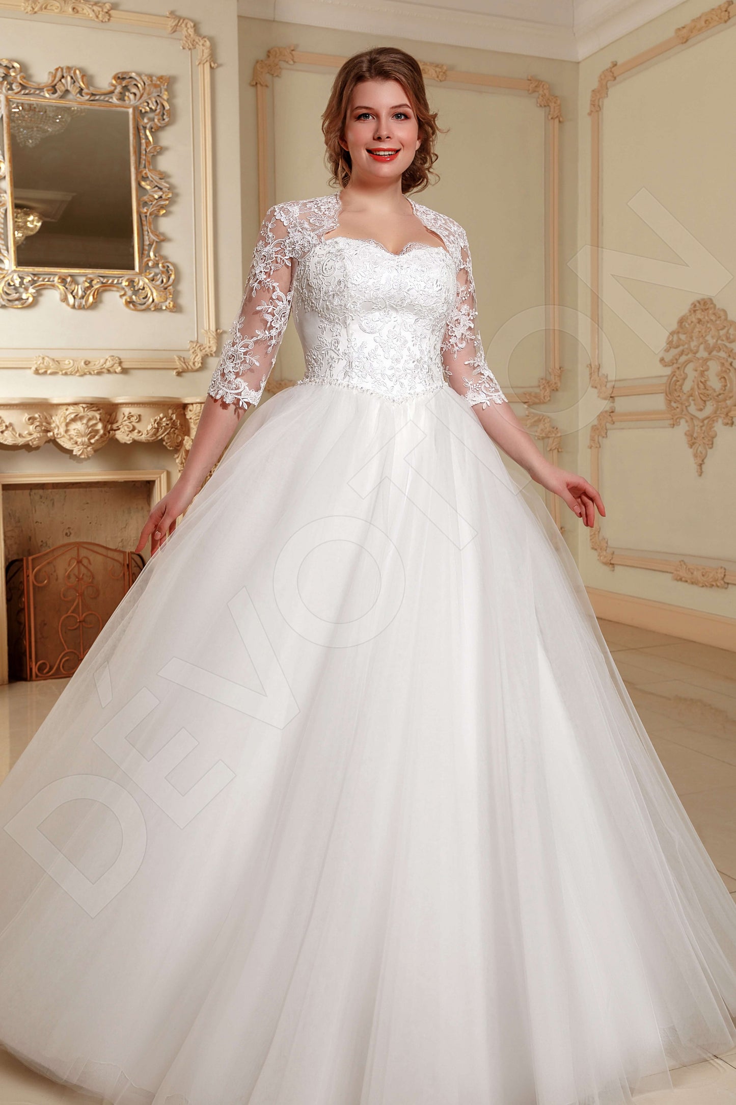 Orrie Full back Princess/Ball Gown 3/4 sleeve Wedding Dress Front