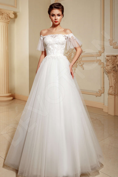 Cathleen Full back A-line Short/ Cap sleeve Wedding Dress Front