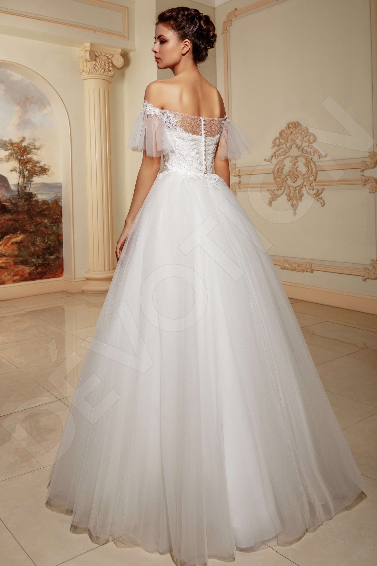Cathleen Full back A-line Short/ Cap sleeve Wedding Dress Back
