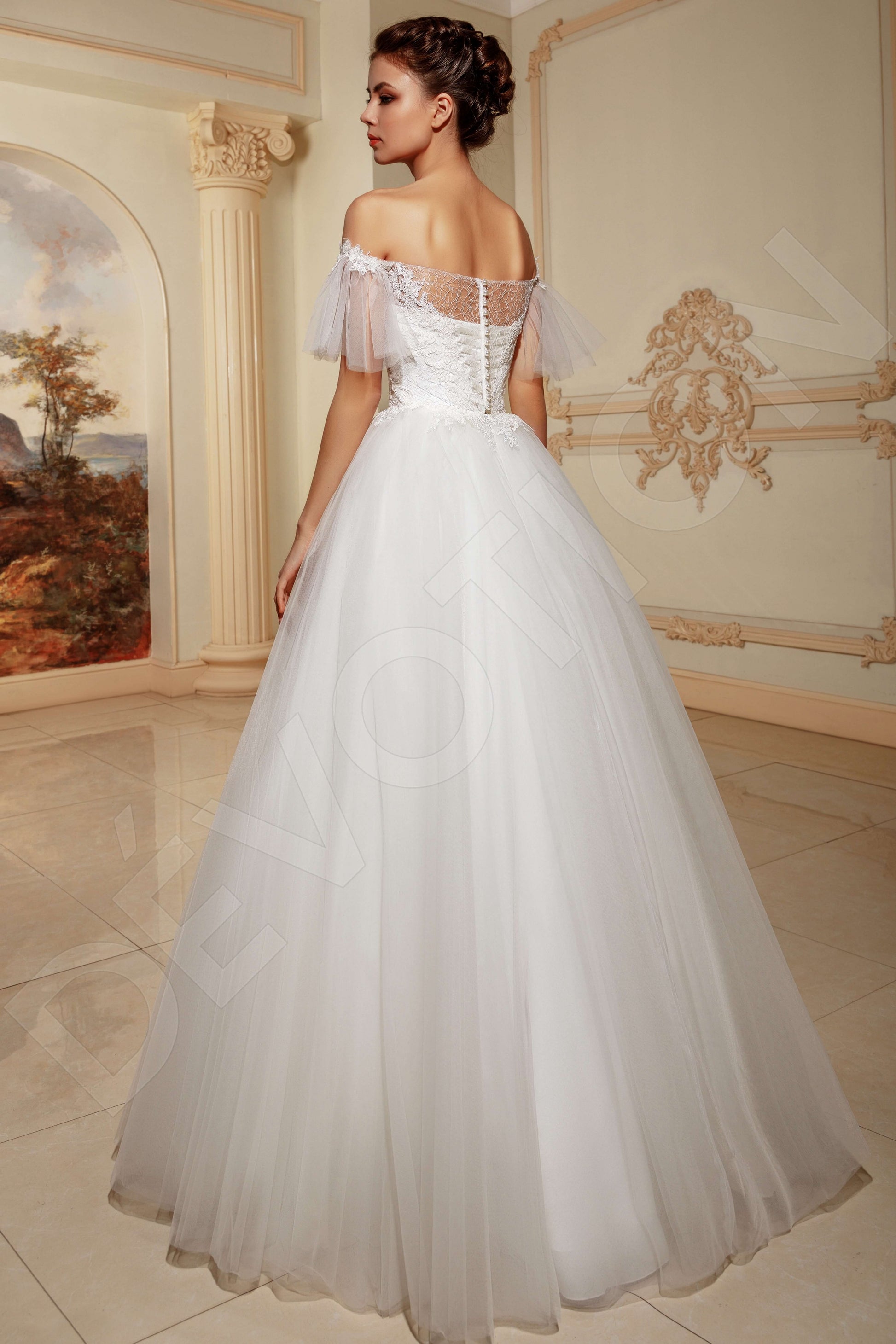 Cathleen A-line Off-shoulder/Drop shoulders Ivory Wedding dress