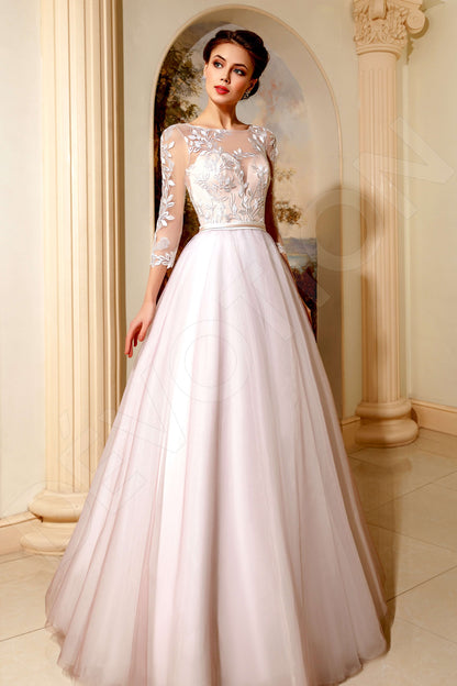 Zalinne Full back A-line 3/4 sleeve Wedding Dress Front
