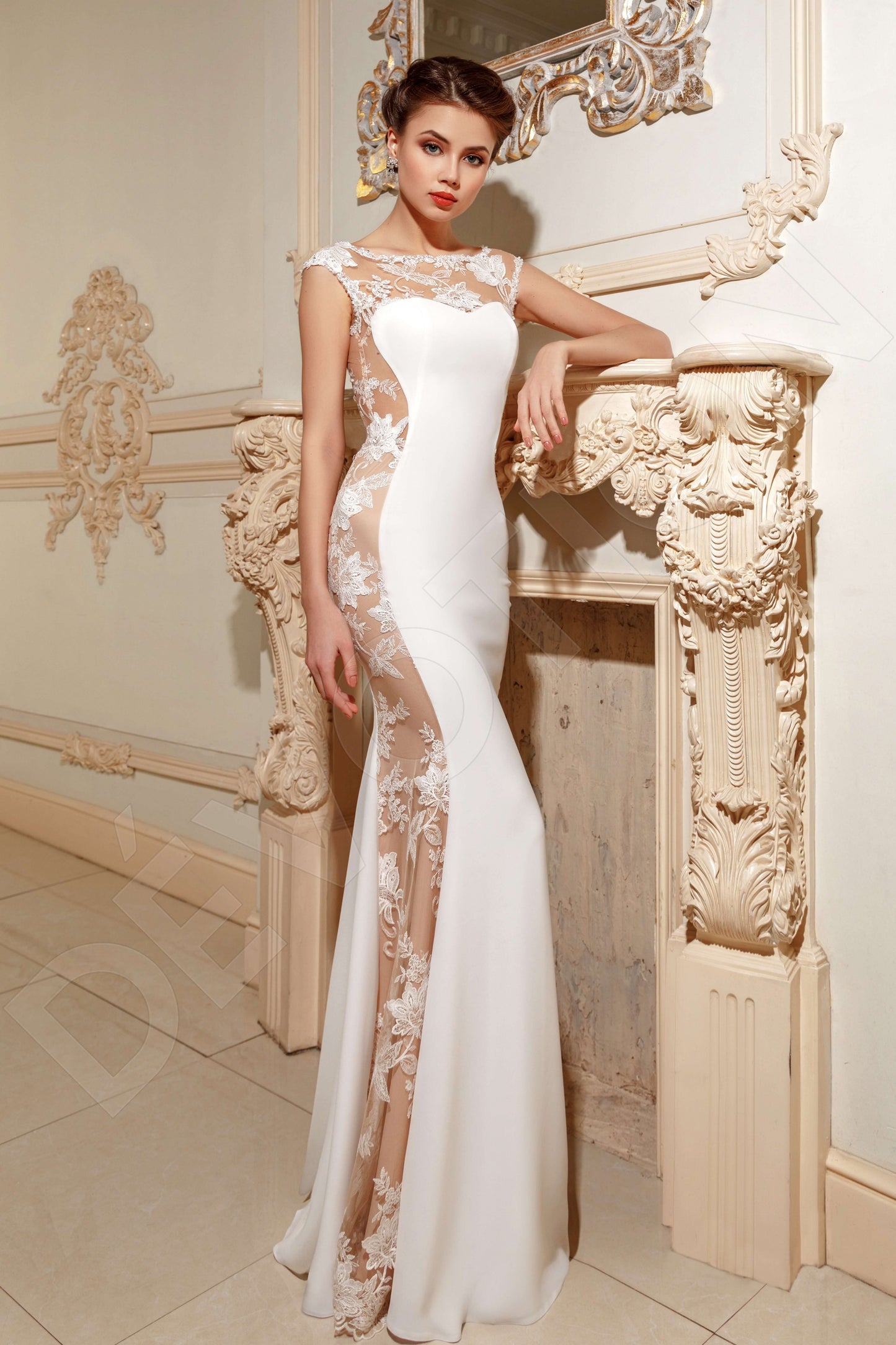 Yamilia Full back Sheath/Column Sleeveless Wedding Dress Front