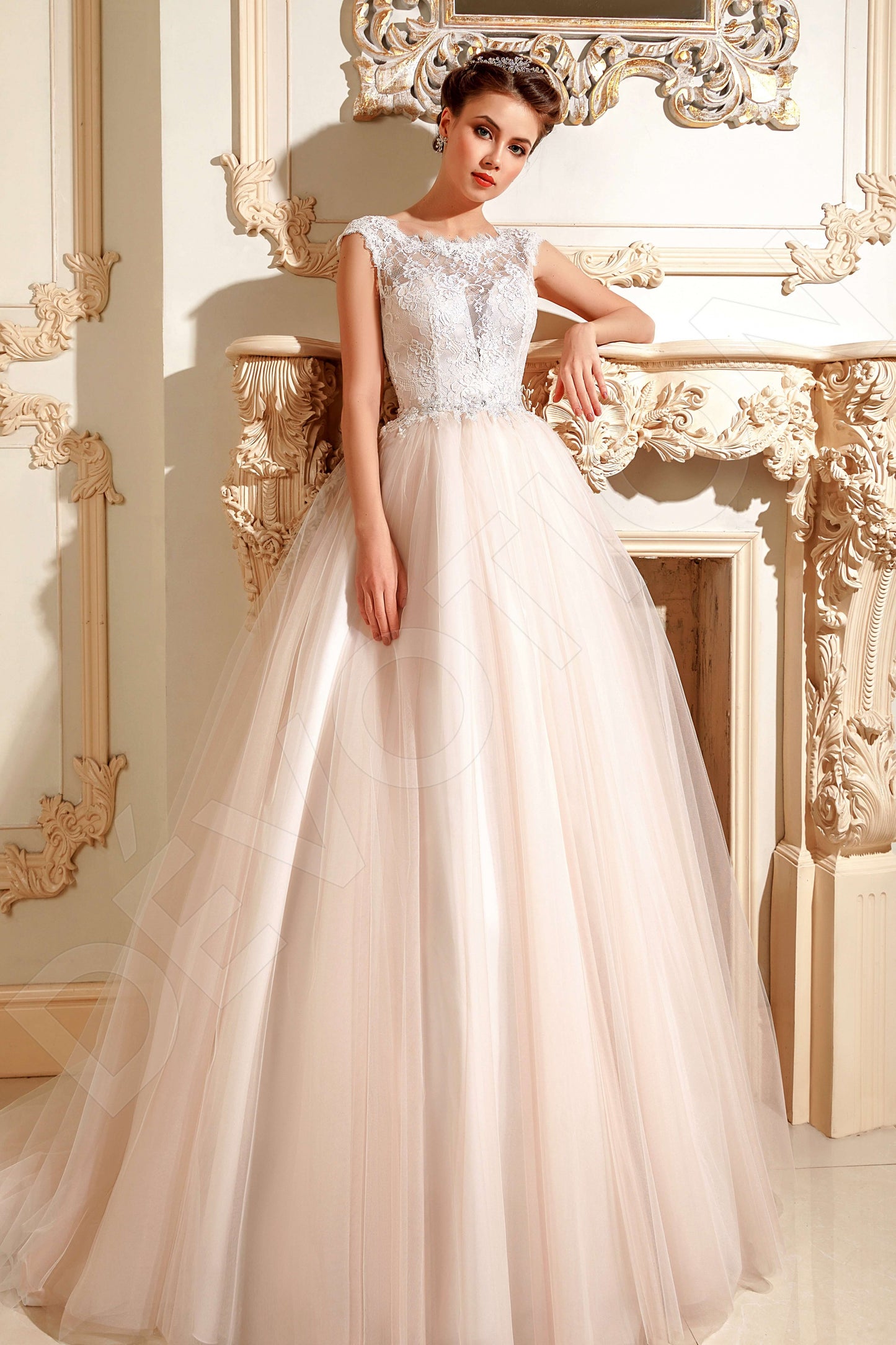 Delila Full back Princess/Ball Gown Short/ Cap sleeve Wedding Dress Front