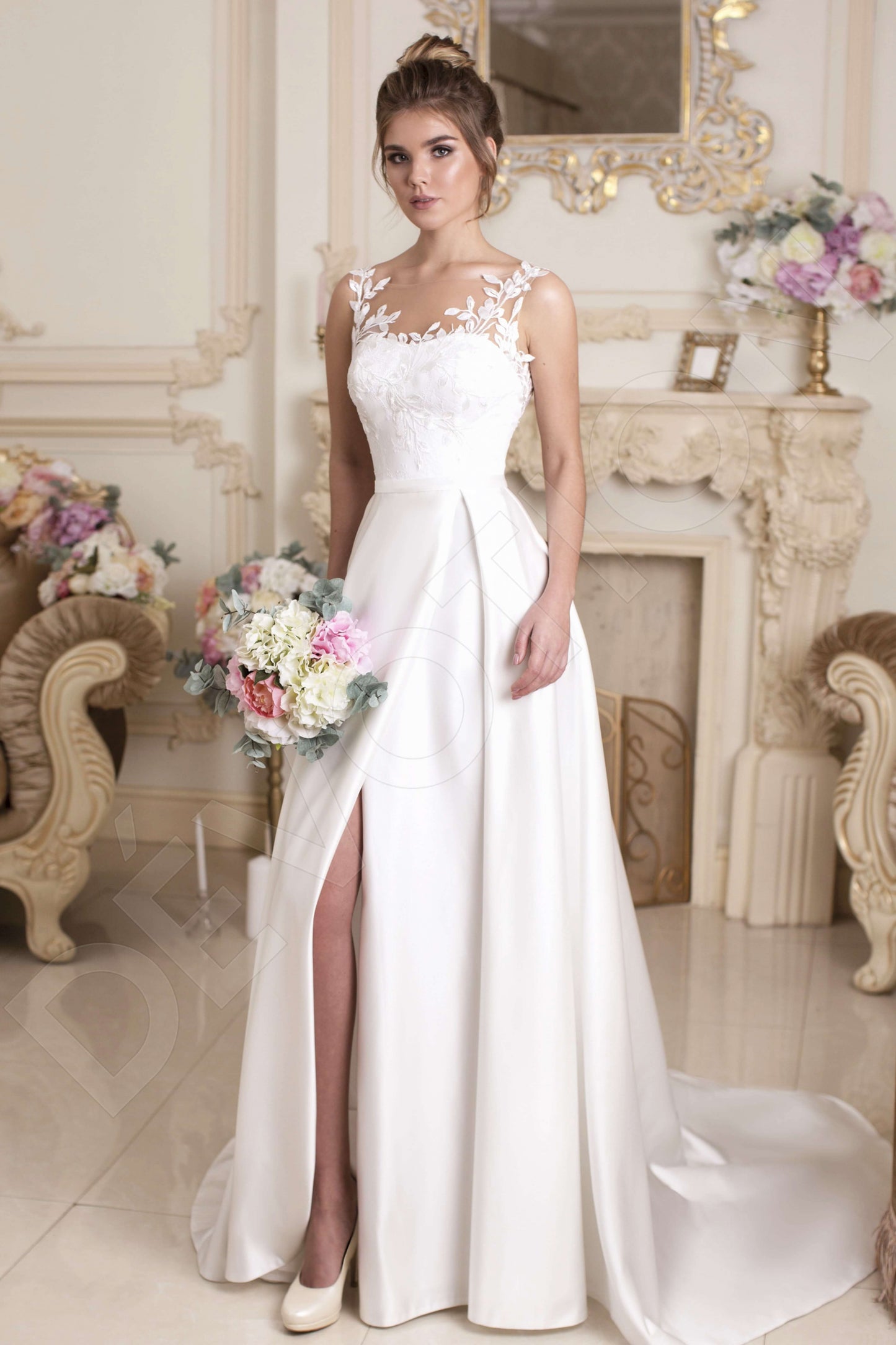 Dolores Full back A-line Sleeveless Wedding Dress Front