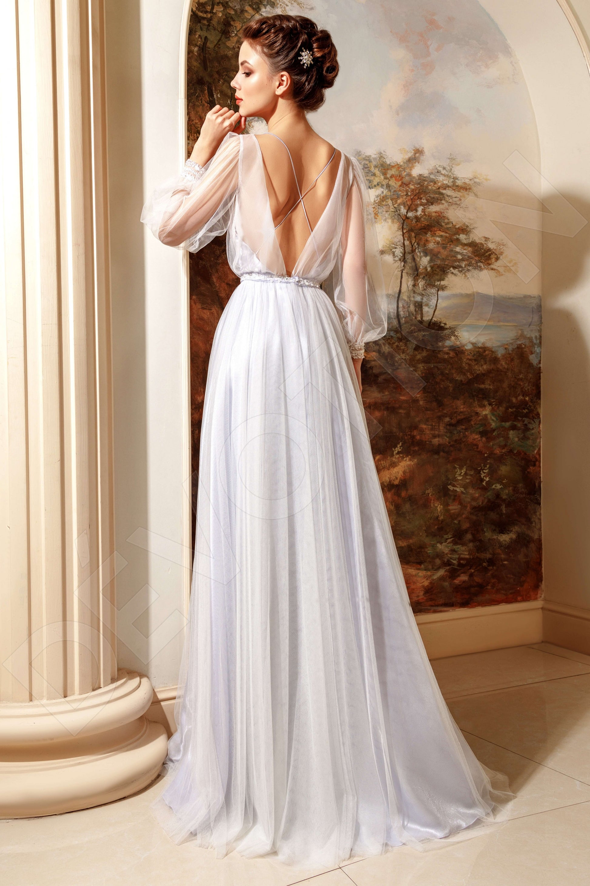 Dorrie A-line Illusion Grayviolet Wedding dress