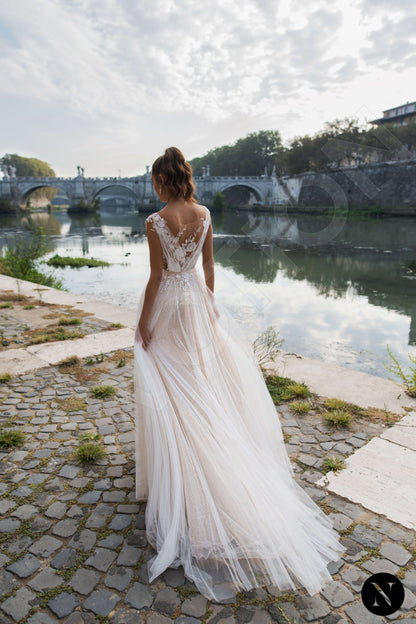 Freesia Full back A-line Short/ Cap sleeve Wedding Dress Back