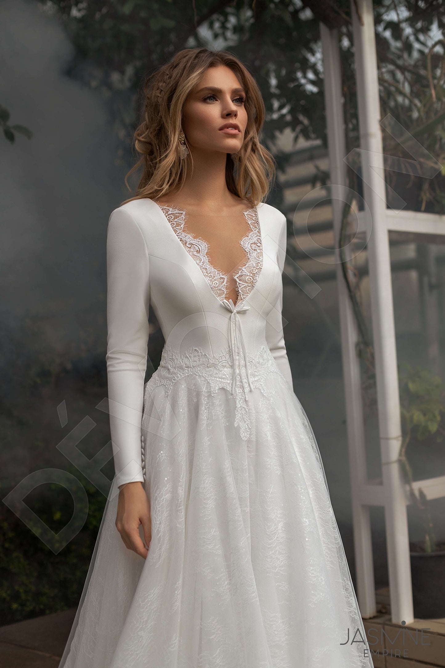 Vitalina Open back A-line Long sleeve Wedding Dress 2