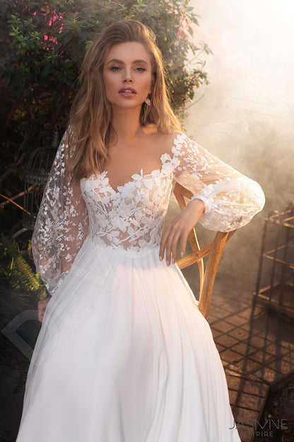 Elara Illusion back A-line Long sleeve Wedding Dress 2