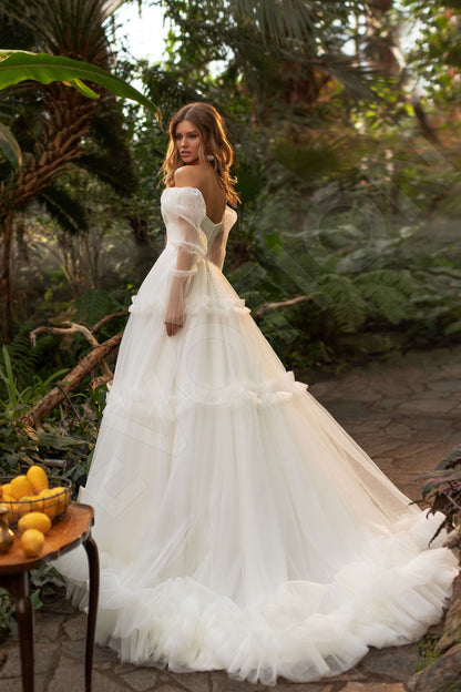 Elza Open back A-line Long sleeve Wedding Dress Back