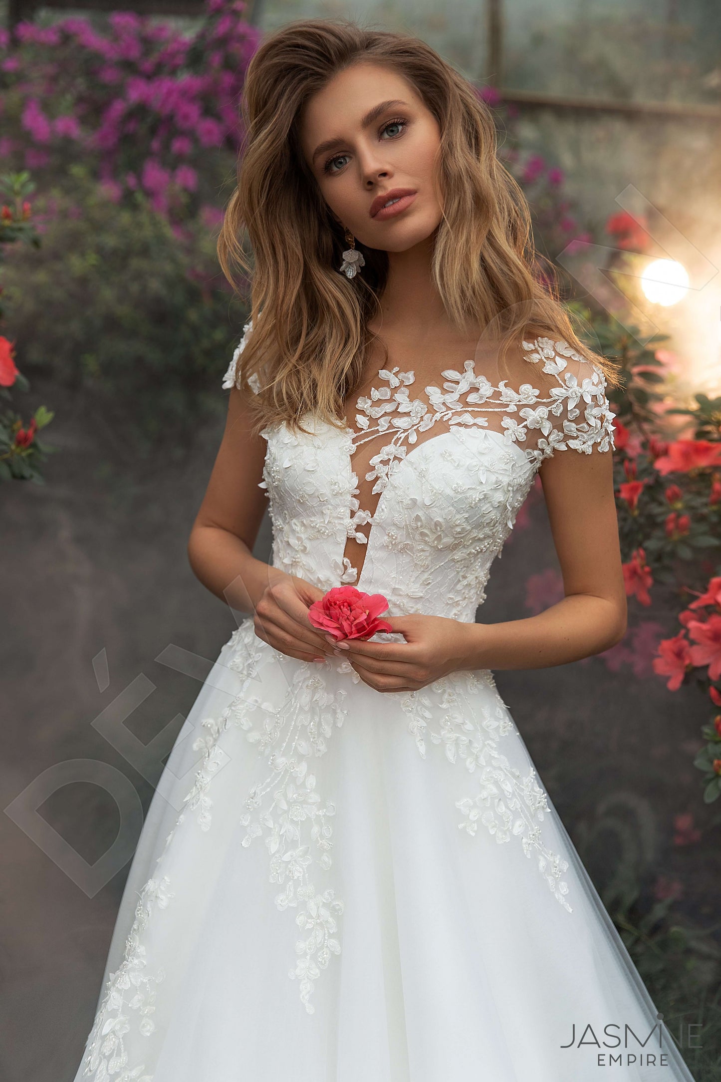 Kesidi Full back A-line Short/ Cap sleeve Wedding Dress 2
